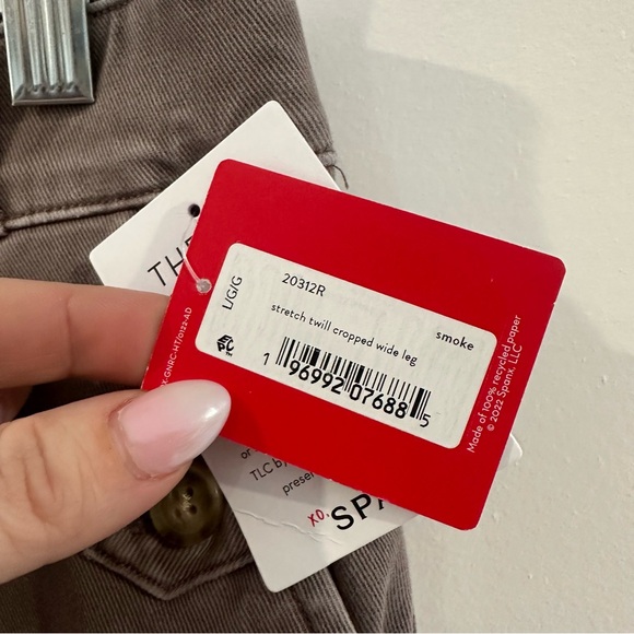 NEW Spanx Stretch Twill Cropped Wide Leg Pants Smoke NWT - Picture 6 of 8